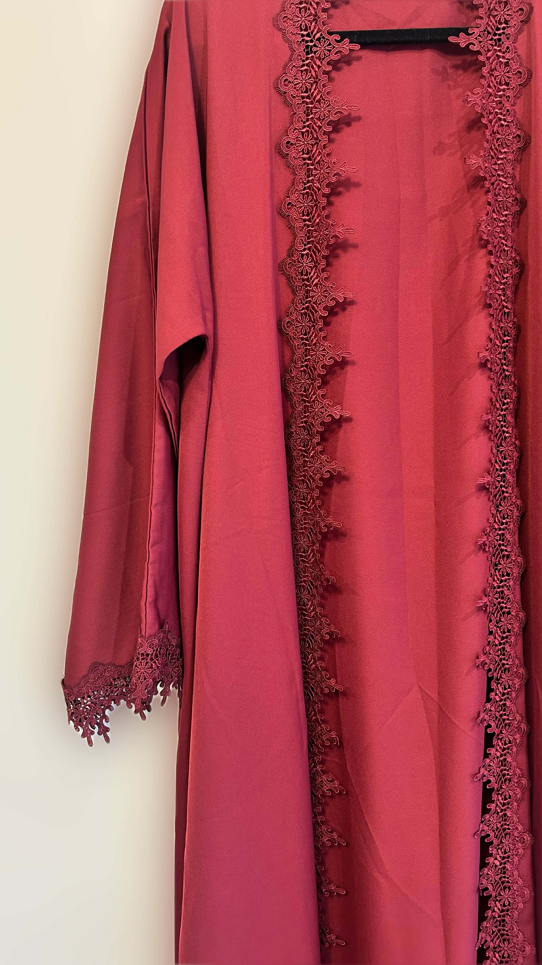 Scarlet Lace Abaya - 3 piece set