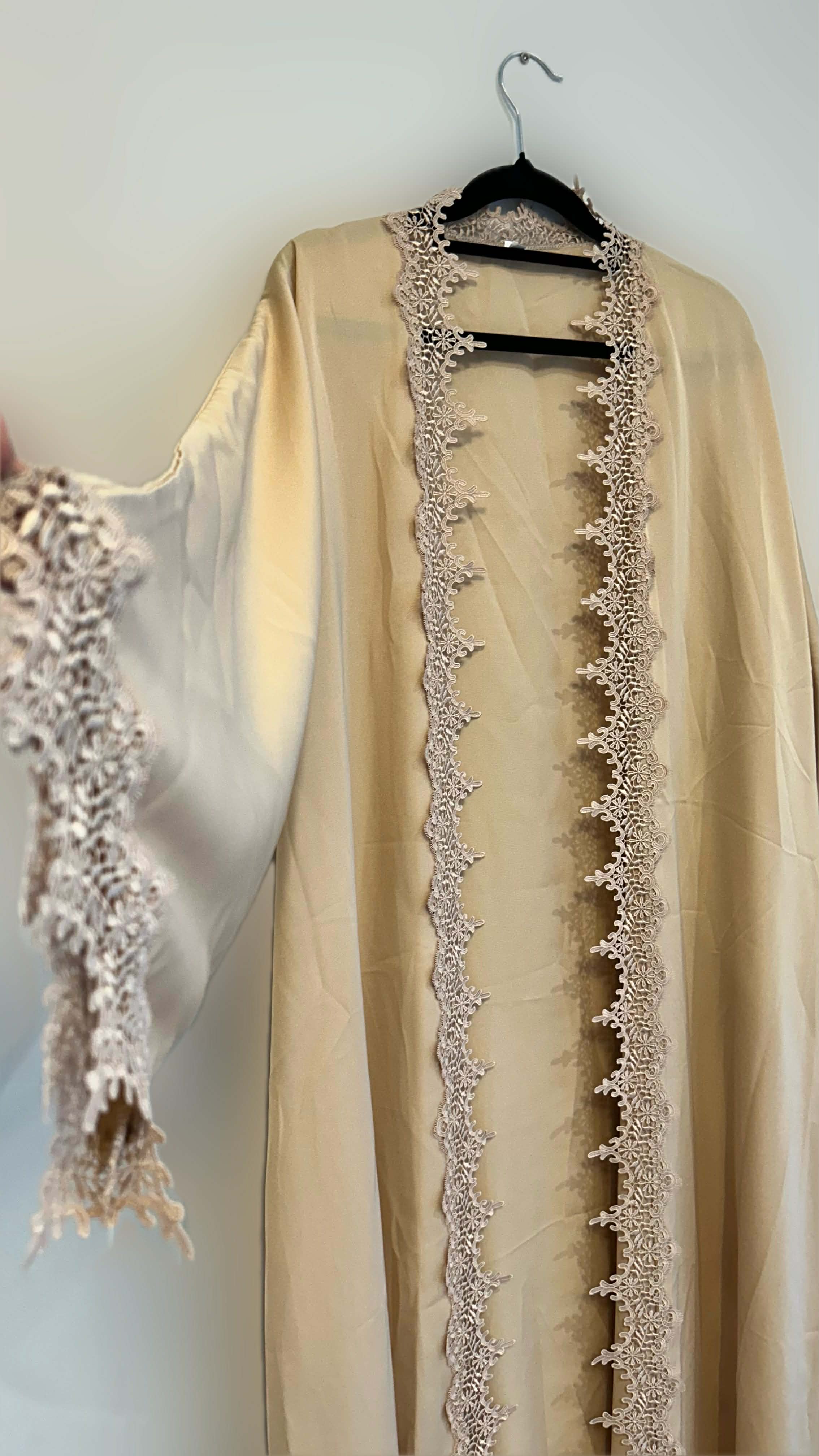 Yellow Lace Abaya - 3 piece set