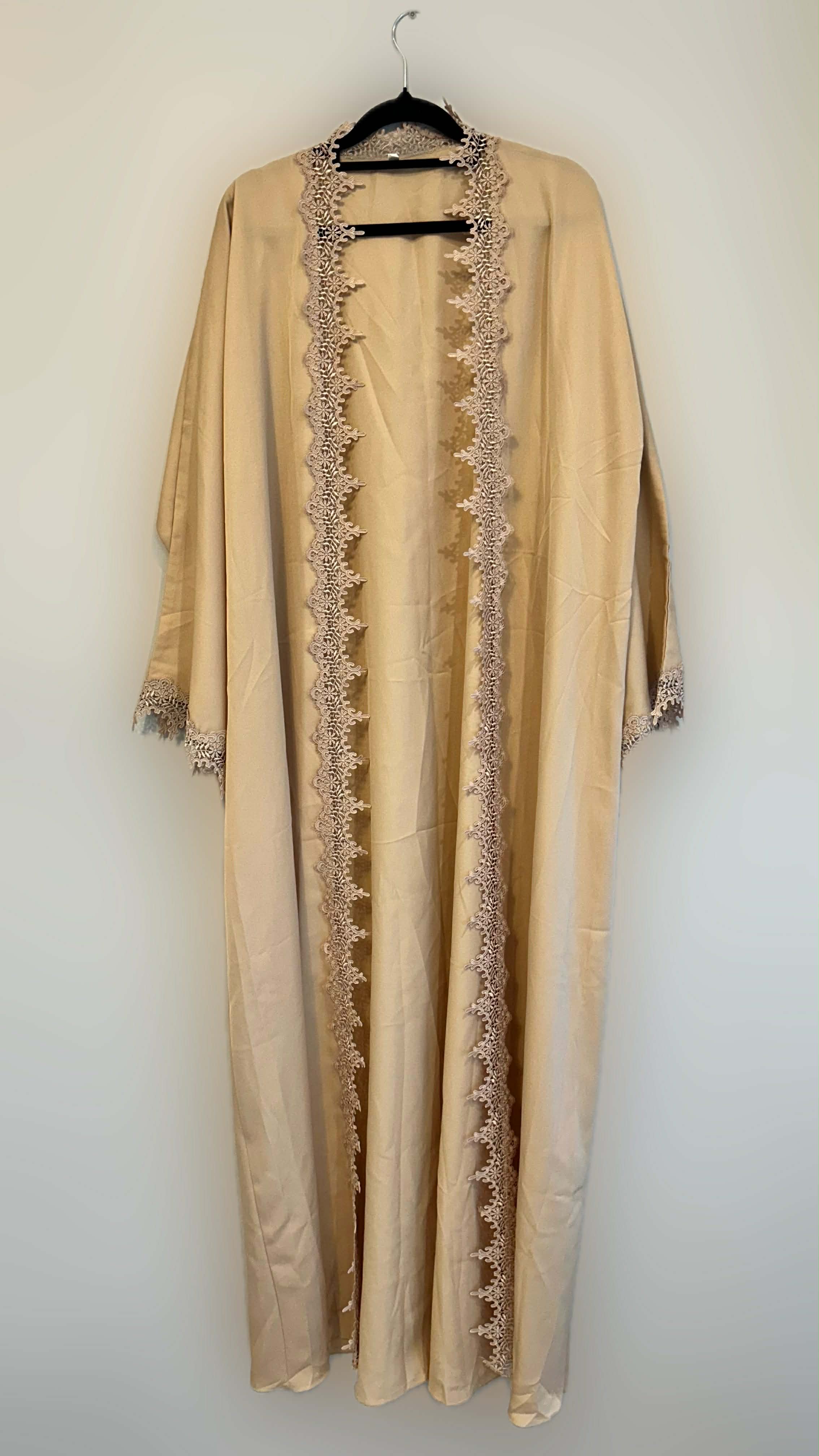 Yellow Lace Abaya - 3 piece set